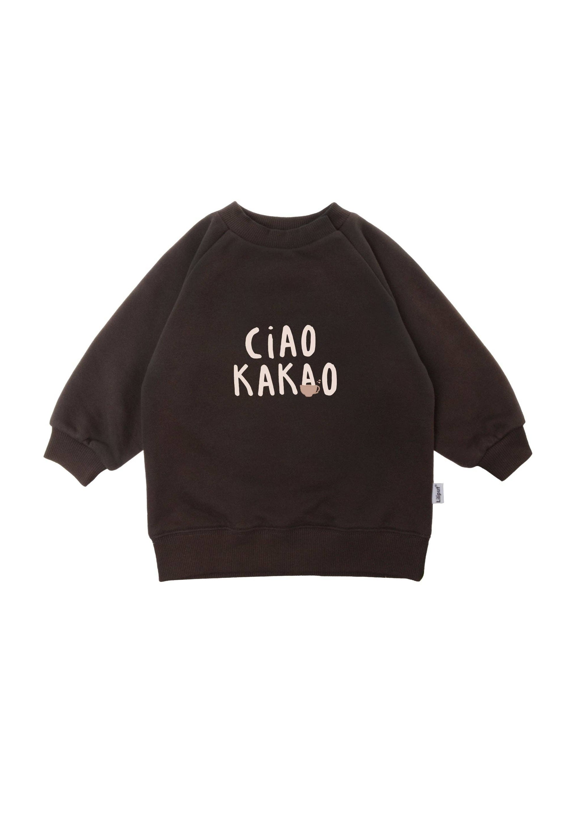 Sweatshirt in bruin met print "Ciao Kakao"