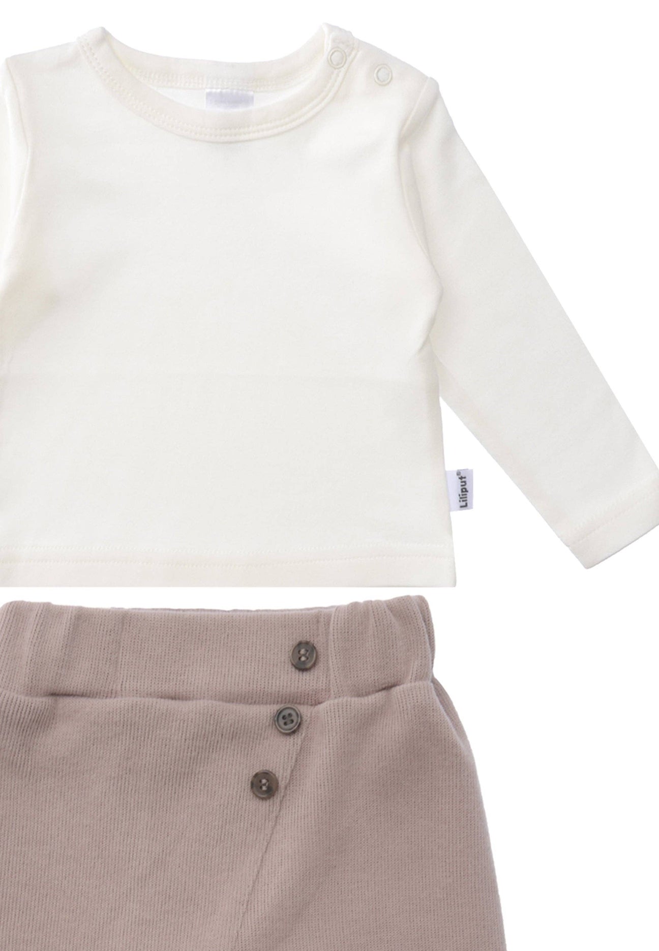 2-delig ribgebreid set in bruin