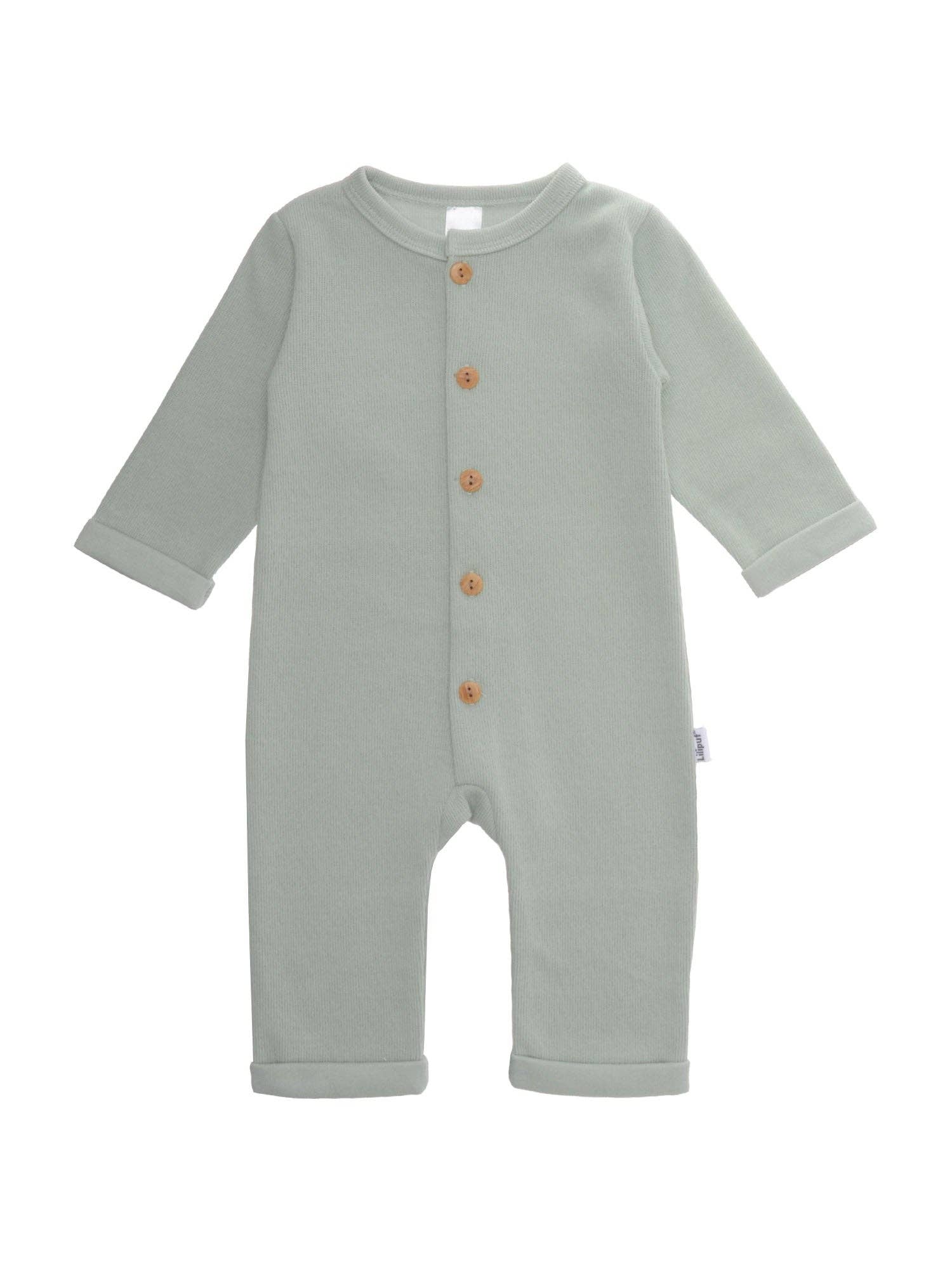 Ribgebreide jumpsuit in rietkleur