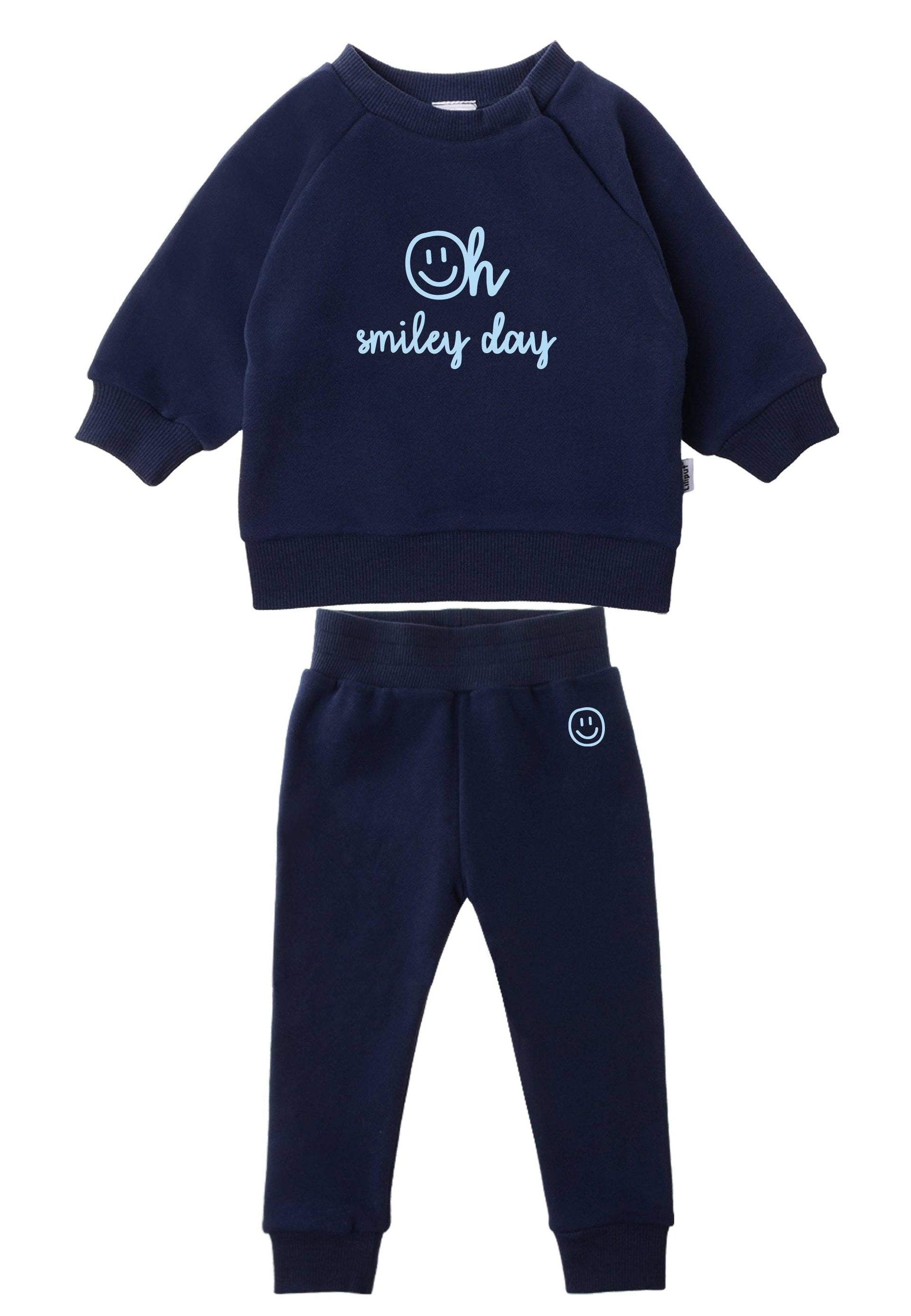 2-delige set met sweatshirt en joggingbroek "oh smiley day"