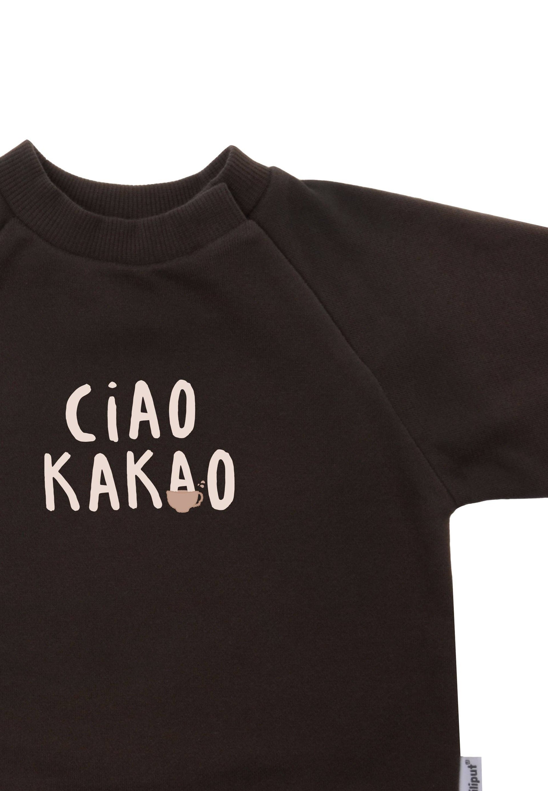 Sweatshirt in bruin met print "Ciao Kakao"